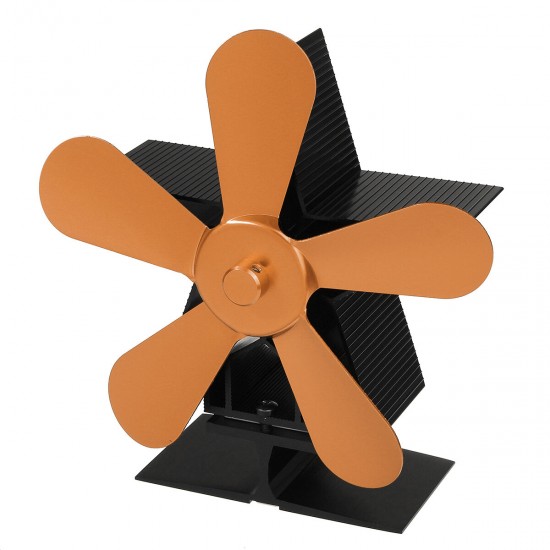 5 Blades 1350RPM Fireplace Fan Winter Warm Heat Powered Saving Stove Fan Christmas Home Thermal Fan