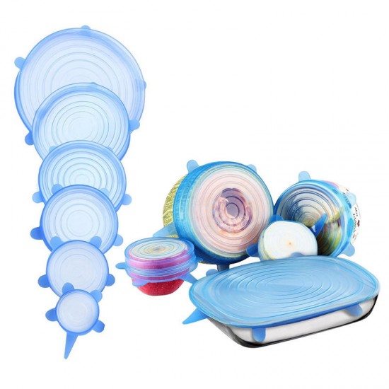 6Pcs / Set Silicone Wrap Stretch Universal Lid Camping Kitchen Vacuum Seal Suction Food Wrap Covers