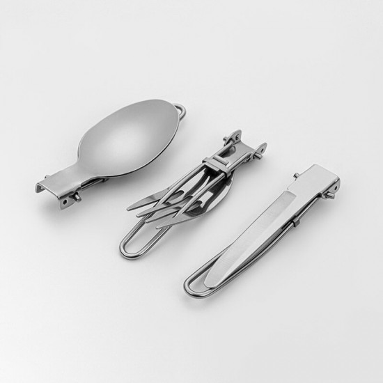 3 Pcs Tableware Set Stainless Steel Knife Fork Spoon Dinnerware Set Portable Outdoor Camping Picnic with Storage Bag