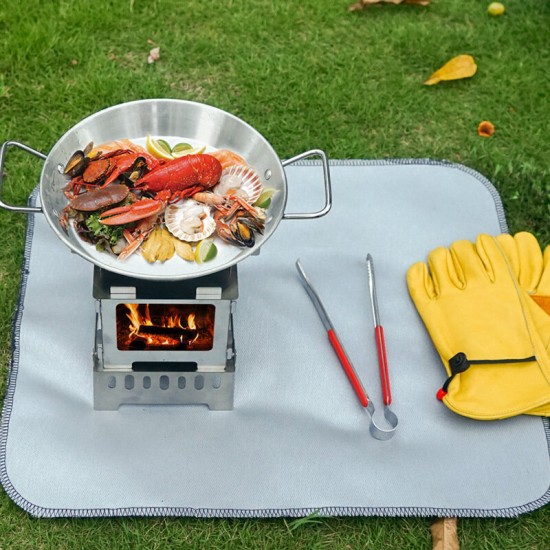 24cm Stainless Steel Seafood Plate Double Ear Non-Stick Frying Pot Outdoor Camping Kitchen Cooking Tool