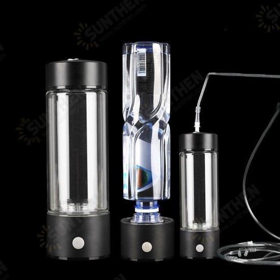 450ml Hydrogen-Rich Water Ionizer Maker Cup Generator Glass Bottle Mug USB Charging Glass Water Bottle