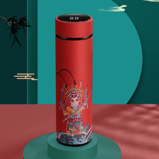 500ML Intelligent thermos Cup 304 Stainless Steel Creative Chinese Style Portable Water Bottle Companion Gift