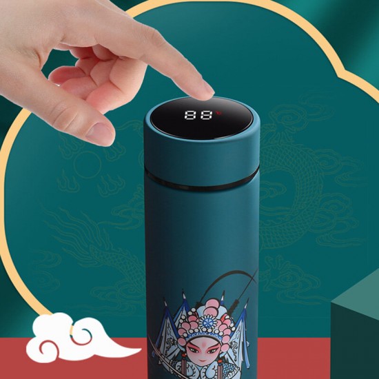 500ML Intelligent thermos Cup 304 Stainless Steel Creative Chinese Style Portable Water Bottle Companion Gift