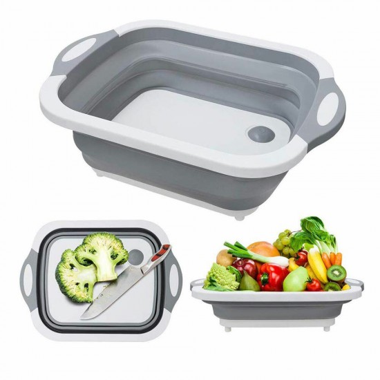 7L Kitchen Cutting Board Folding Multifunction Drain Basket Washing Fruit Vegetable Basket