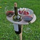 Outdoor Drink Table Mini Wooden Rack Foldable Round Desktop Easy Carry Desk Furniture Cup Glass Holder Picnic Table Party Camping Travel