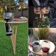 Outdoor Drink Table Mini Wooden Rack Foldable Round Desktop Easy Carry Desk Furniture Cup Glass Holder Picnic Table Party Camping Travel