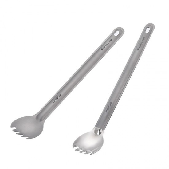 Ta8121F Titanium Long Handle Fork Spoon Camping Picnic Tableware