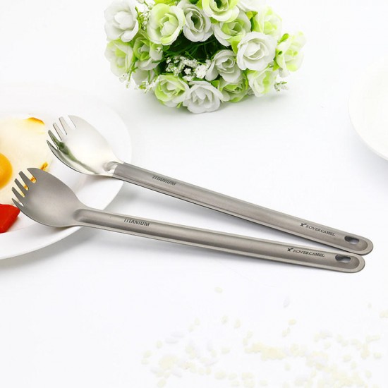 Ta8121F Titanium Long Handle Fork Spoon Camping Picnic Tableware