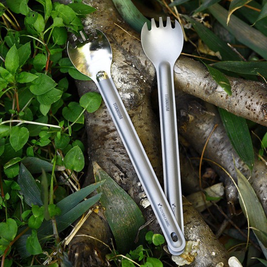 Ta8121F Titanium Long Handle Fork Spoon Camping Picnic Tableware