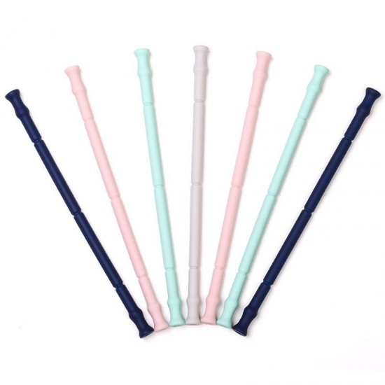 XG2 Collapsible Reusable Drinking Silicone Straw Premium Food-Grade Folding Drinking Straws Outdoor Tableware With Cleaning Brush