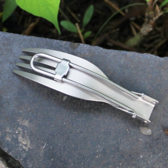 Ti5303 Titanium Folding Fork Ultralight Spork Cutlery Outdoor Camping Picnic Tableware