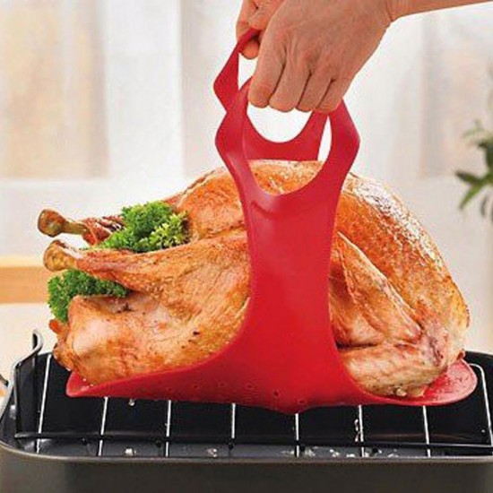 Large Silicone BBQ Mat Heat Resistant Non-Stick Oven Barbeque Meat Pad Turkey Poultry Lifter