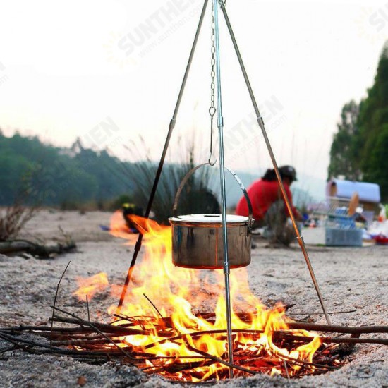 Multifunction Camping Bonfire Tripod Portable Hanging Water Jugs Bracket Detachable BBQ Cookware