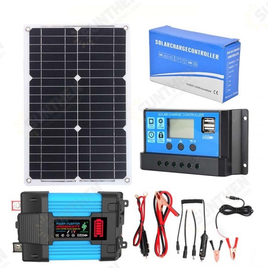 300W Inverter+Solar Panel 18W18V+Solar Controller 30A12V/24V Complete Power Generation For Camping Travel