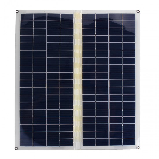 30W Dual USB+DC 12V/5V Folding Solar Power Panel System+Car Charger+Alligator Clip+Camping Light Bulb