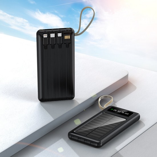 20000mAh Solar Power Bank with Four Lines 2.1A Fast Charging LED Lights Lighting Ultra Thin Portable Outdoor Camping Travel Mobile Power