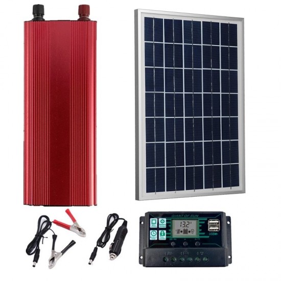 30W Solar Panel 220V Solar Power System PET 12V Battery Charger 1500W Inverter Solar Panel Kit Complete Controller