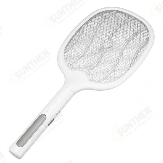 2 In 1 Electronic Fly Swatter Three-Layer Large Grid Intelligent Electric Mosquito Swatter With LED Light 1200mAh 3500V USB Rechargeable