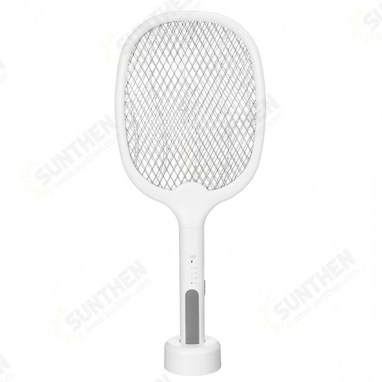 2 In 1 Electronic Fly Swatter Three-Layer Large Grid Intelligent Electric Mosquito Swatter With LED Light 1200mAh 3500V USB Rechargeable