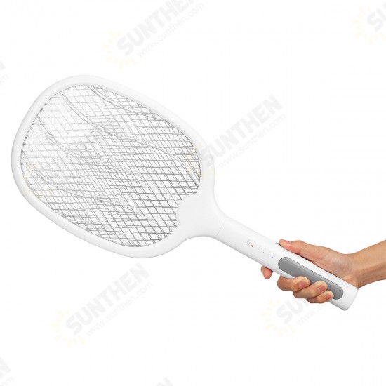 2 In 1 Electronic Fly Swatter Three-Layer Large Grid Intelligent Electric Mosquito Swatter With LED Light 1200mAh 3500V USB Rechargeable