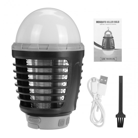 70 Lumens 2-in-1 LED Zapper Light Bulbs Mosquito Killer Lamp 4 Modes USB Rechargeable Hook Hanging Camping Light