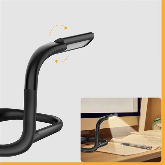 Flexible Neck Reading Light USB Rechargeable Soft Silicone Comfortable Wear Neck Hanging Hug LED Lamp For Running Camping Knitting Student Night Reading Eye Protection