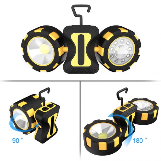SL11 500 Lumens 10W COB LED Camping Light Double Head Magnetic Hook Up 4 Modes Emergency Flashlight Searchlight