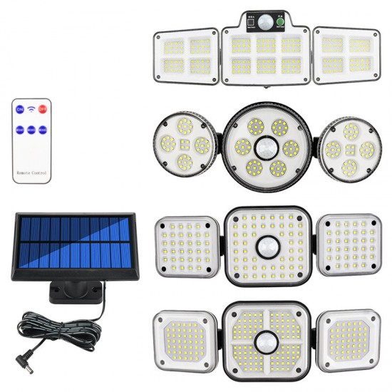Solar Wall Light with Remote Control Intelligent Body Sensor Light LED Split Adjustable Waterproof Outdoor Camping Garden Patio Light
