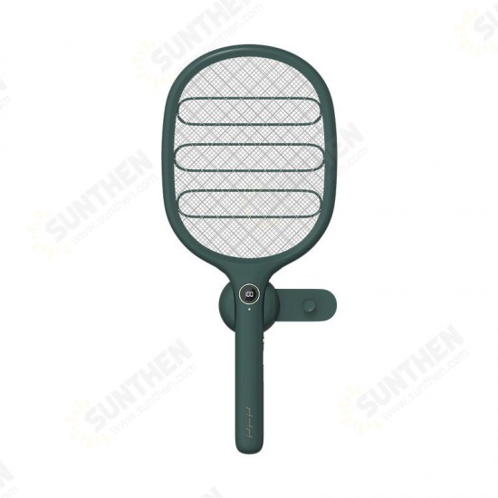 2-in-1 Electric Fly Mosquito Swatter 1800mAh USB/Magnetic Rechargeable 3-Layer Safety Mesh Bug Zapper Racket LED Night Light Camping Travel