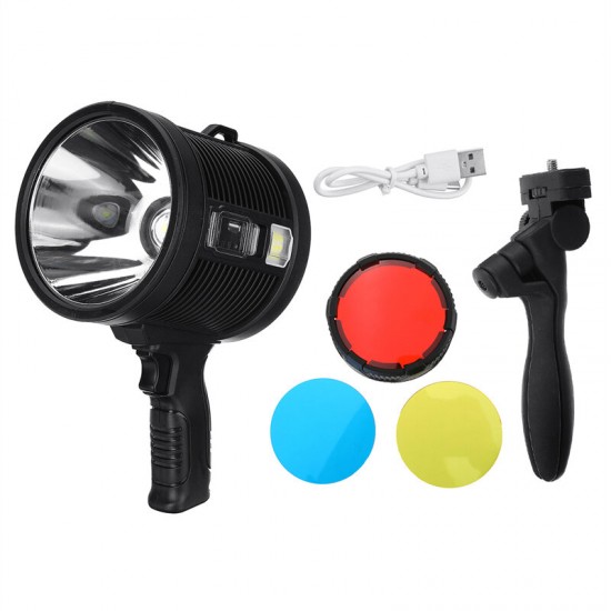 Outdoor P50 T6 LED Work Light Portable Flashlight Camping Emergency Power Bank Handheld Lantern With Different Light Color