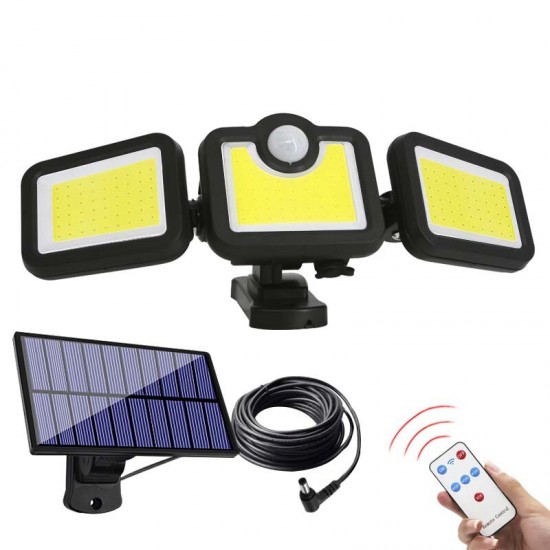 Solar Sensor Security Lights 3 Heads Motion Sensor Lights Adjustable Flood Lights Outdoor Spotlights Rotatable IP65 Waterproof for Porch Garden Patio Yard Garage Pathway