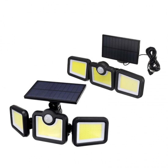 Solar Sensor Security Lights 3 Heads Motion Sensor Lights Adjustable Flood Lights Outdoor Spotlights Rotatable IP65 Waterproof for Porch Garden Patio Yard Garage Pathway