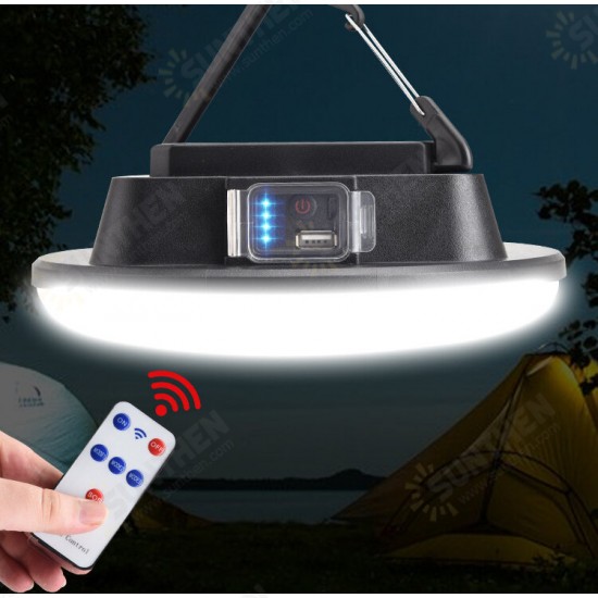 Solar LED Camping Lamp With Remote Control IPX6 Waterproof Outdoor Floodlight 3-Modes Hanging Tent Light