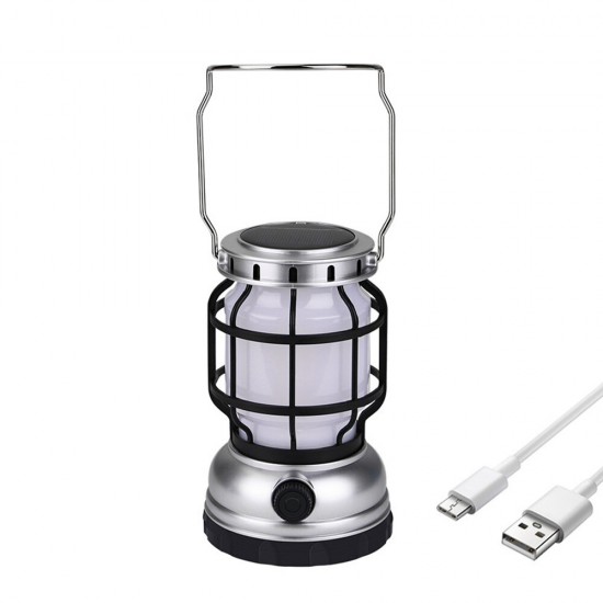 Solar Powered Kerosene Lamp Portable Camping Light Hanging Tent Lantern USB Rechargeable with Power Bank Outdoor Travel