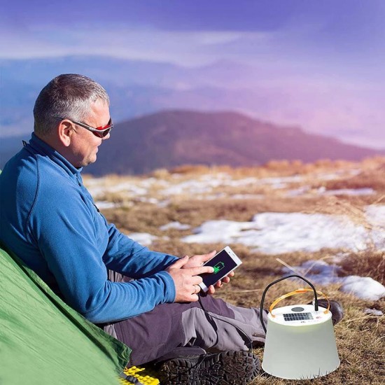 Camping Solar Powered Foldable Inflatable Portable Light Lamp With bluetooth Speaker For Garden Yard LED Solar Light Power Bank Camping Light Outdoor