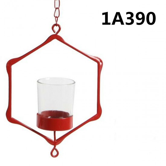 Glass Iron Hanging Glass Iron Art Lantern Tea Light Candle Holder Garden Decorations