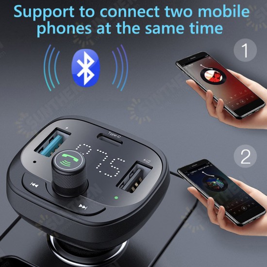 Qc3.0 Type C Pd Fast Charging 36W 2 Usb Charger Handsfree Wireless Fm Modulator Car Charger Mp3 Player Fm Transmitter