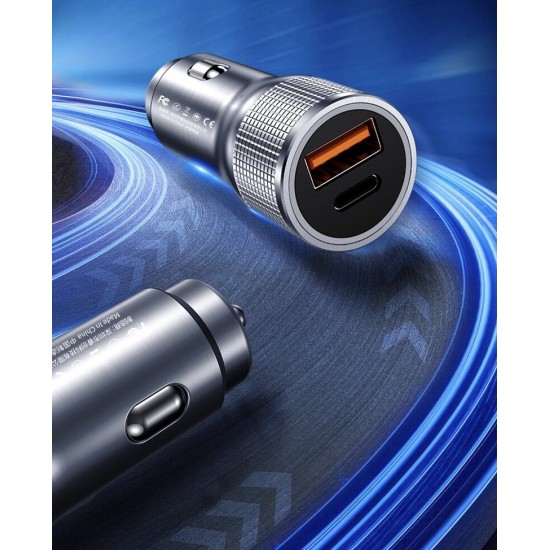 WP-C30 20W USB+Type-C PD+QC3.0 Fast Charging Car Charger for Huawei P40 Xiaomi Mi10 Mi9