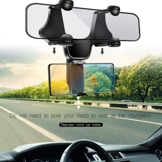 Universal Car Rearview Mirror Mobile Phone GPS Navigation Mount Holder Stand for POCO F3 X3 NFC 4.0-6.2 inch Devices