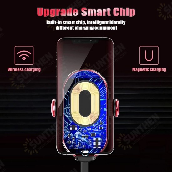 V30S Universal Qi 10W Intelligent Infrared Induction Automatic Clamping Magnetic/Wireless Charging Dual Mode Car Charger Air Vent Phone Holder