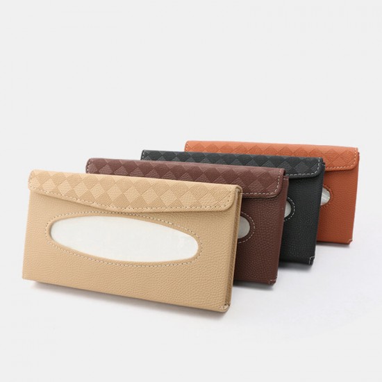 Multifunctional Leather Car Storage Bag Visor Cover Card License Holder Hanging Tissue Bag Glasses Folder