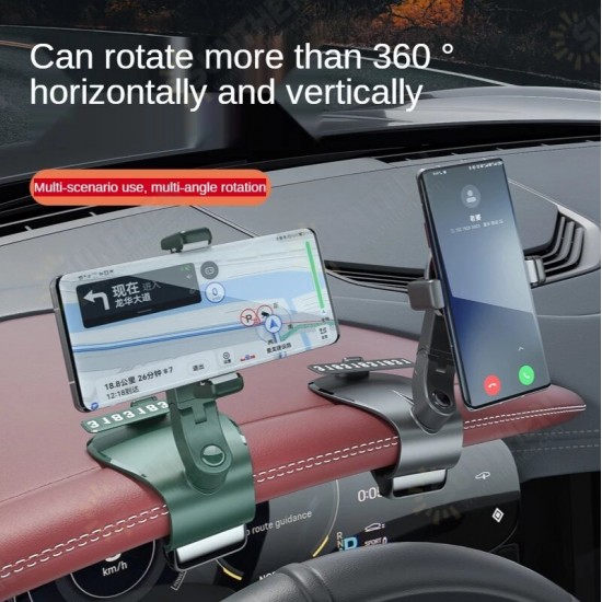 Universal Multifunctional 1200° Rotation Car AR GPS Navigation Dashboard Sunvisor Mobile Phone Holder Bracket with Parking Number for 3-6.5 inch