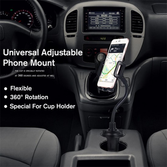 Universal 360° Adjustable Car Mount Gooseneck Cup Car Phone Holder Cradle For Cell Phone