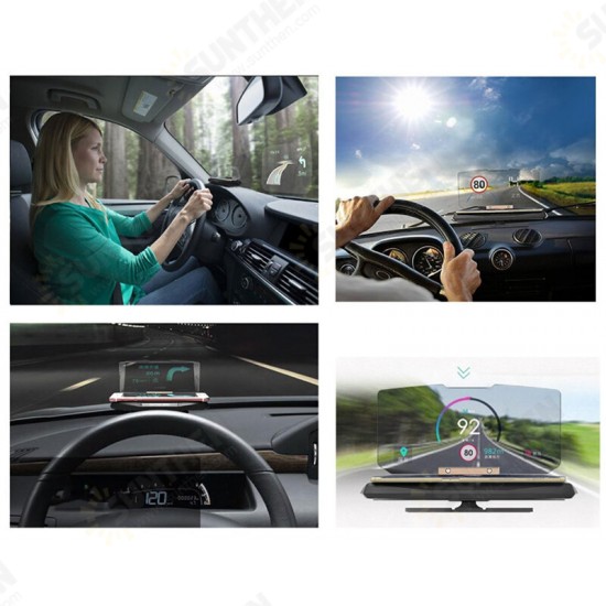 Universal Mirror HUD Head Up display Auto Car Cell Phone Image Reflector Holder Stand Speed Projector KMH MPH Speedometer Car Detector