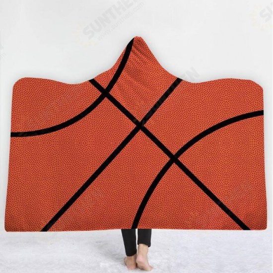 3D Sport Hooded Blankets Printed Warm Winter Wearable Soft Plush Mats Thick Nap