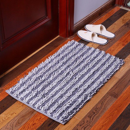 Chenille Striped Floor Mat Carpet Rectangle Fluffy Floor Carpet Cover