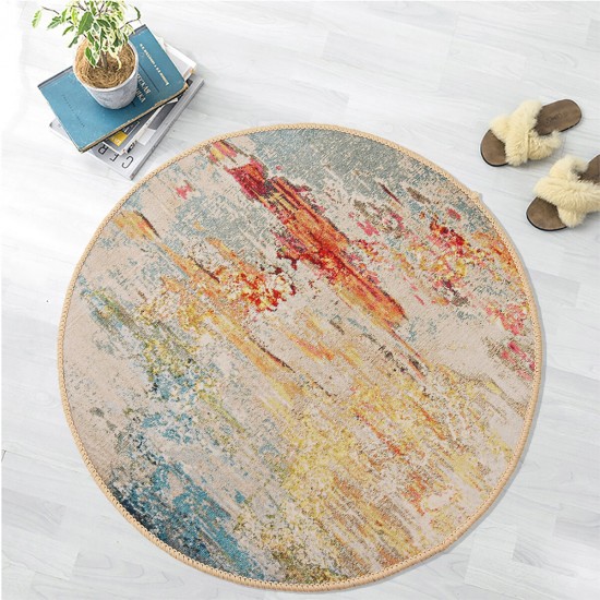 Circular Floor Rug Carpet Anti-Slip Living Room Bedside Kitchen Mat