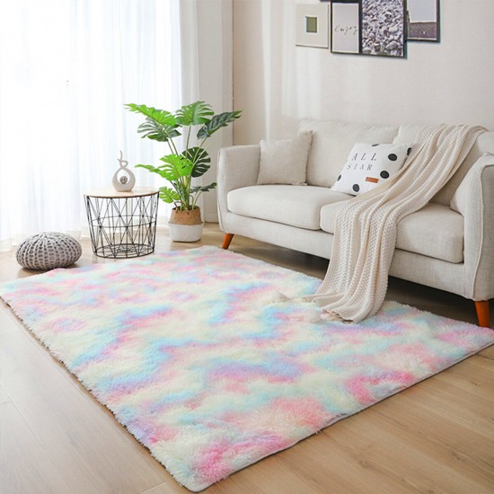 Gradient Rainbow Tie-dye Plush Carpet Living Room Bedroom Coffee Table Blanket Study Room Meeting Room Tatami Blanket