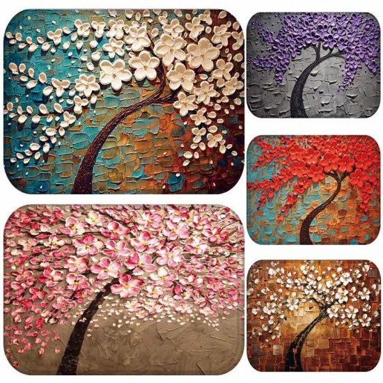 BX-28 40x60cm 3D Painting Tree Pattern Coral Fleece Mat Absorbent Bathroom Anti Slip Carpet