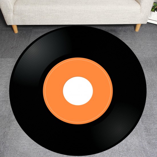 Vinyl Record Printed Soft Fabric Round Floor Mat Carpet Room Area Bedroom Rug Seat Cover Door Rugs